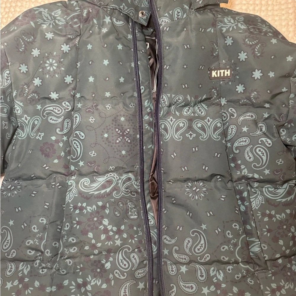 Kith Teal Paisley Print Puffer Jacket
